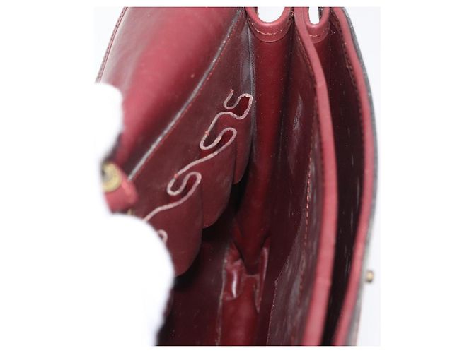 Cartier Borsa a Spalla Must Line in Pelle Bordeaux Oro Auth bs34510 D'oro Bordò - vista 17