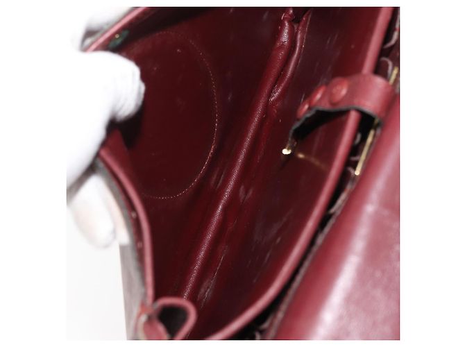 Cartier Borsa a Spalla Must Line in Pelle Bordeaux Oro Auth bs34510 D'oro Bordò - vista 19
