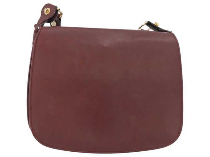 Cartier Borsa a Spalla Must Line in Pelle Bordeaux Oro Auth bs34510 D'oro Bordò - vista 2
