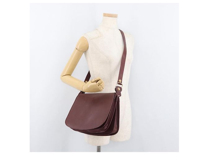 Cartier Borsa a Spalla Must Line in Pelle Bordeaux Oro Auth bs34510 D'oro Bordò - vista 20