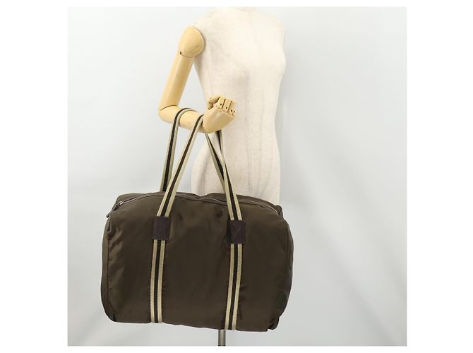 Borsa Boston GUCCI in nylon khaki argento 012 8657 3754 Auth bs34394 Cachi - vista 21