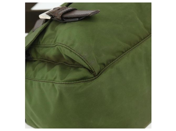 PRADA Shoulder Bag Nylon Khaki Silver Auth mr2417 Silvery - view 11