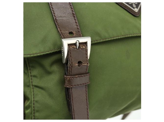 PRADA Shoulder Bag Nylon Khaki Silver Auth mr2417 Silvery - view 15