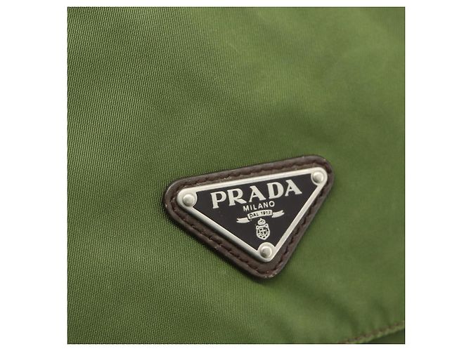 PRADA Shoulder Bag Nylon Khaki Silver Auth mr2417 Silvery - view 16