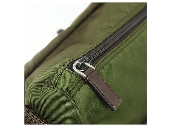 PRADA Shoulder Bag Nylon Khaki Silver Auth mr2417 Silvery - view 19