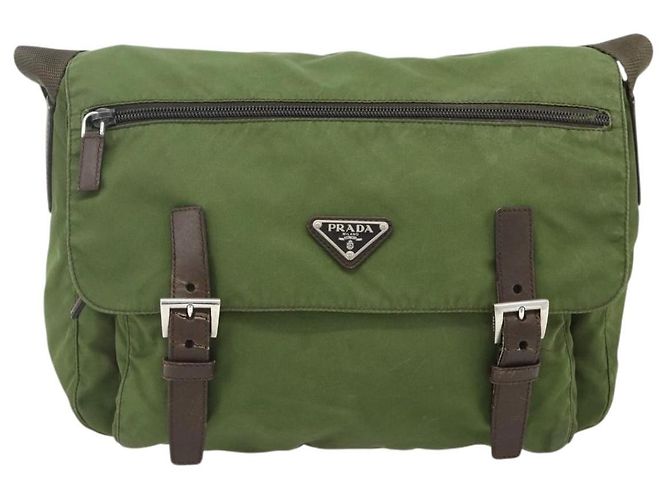 PRADA Shoulder Bag Nylon Khaki Silver Auth mr2417 Silvery - view 2