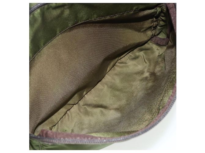 PRADA Shoulder Bag Nylon Khaki Silver Auth mr2417 Silvery - view 27