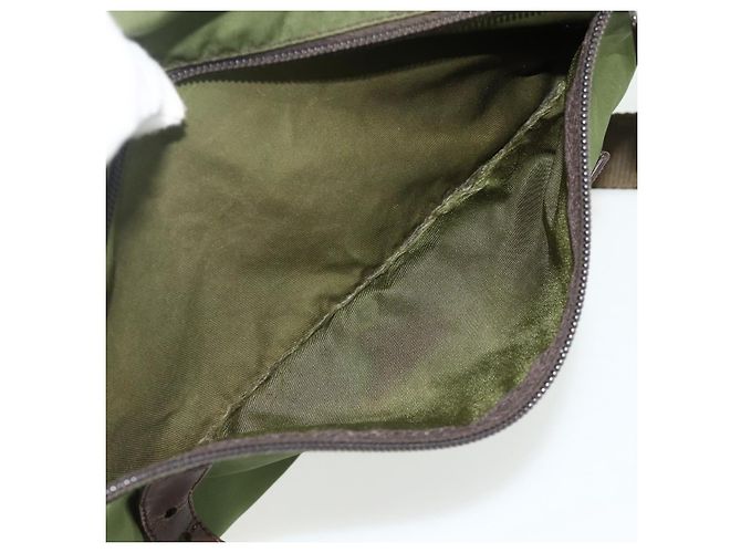 PRADA Shoulder Bag Nylon Khaki Silver Auth mr2417 Silvery - view 28