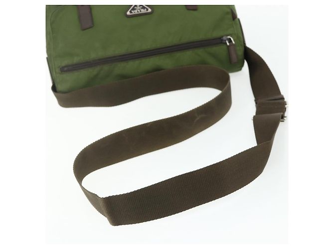 PRADA Shoulder Bag Nylon Khaki Silver Auth mr2417 Silvery - view 7