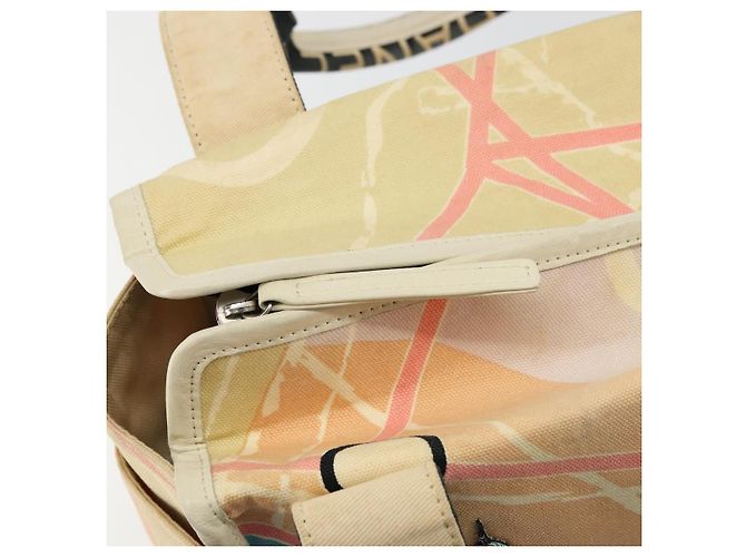 Borsa a mano CHANEL Cruise Line in tela beige argento CC Auth 176918 - vista 15