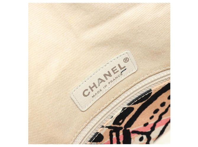 Borsa a mano CHANEL Cruise Line in tela beige argento CC Auth 176918 - vista 16