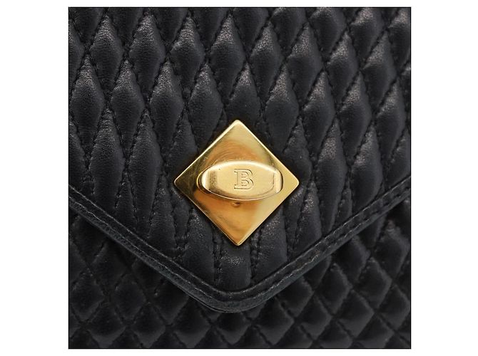 BALLY Borsa a Mano Trapuntata in Pelle Nera e Oro Auth BA12212A Nero D'oro - vista 14