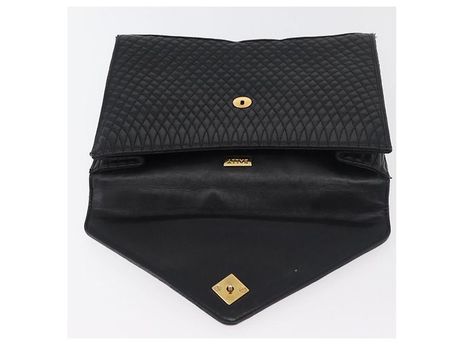 BALLY Borsa a Mano Trapuntata in Pelle Nera e Oro Auth BA12212A Nero D'oro - vista 15