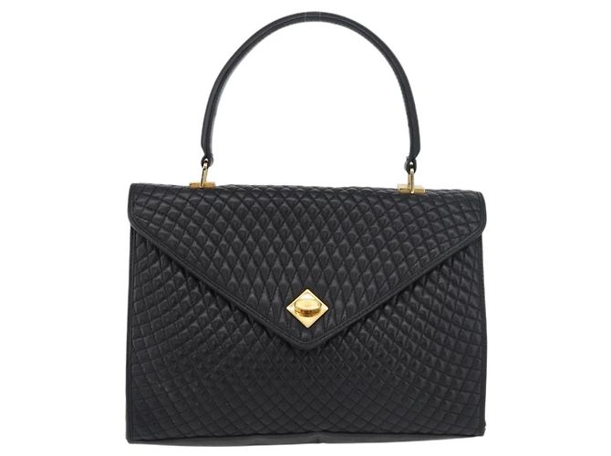 BALLY Borsa a Mano Trapuntata in Pelle Nera e Oro Auth BA12212A Nero D'oro - vista 2