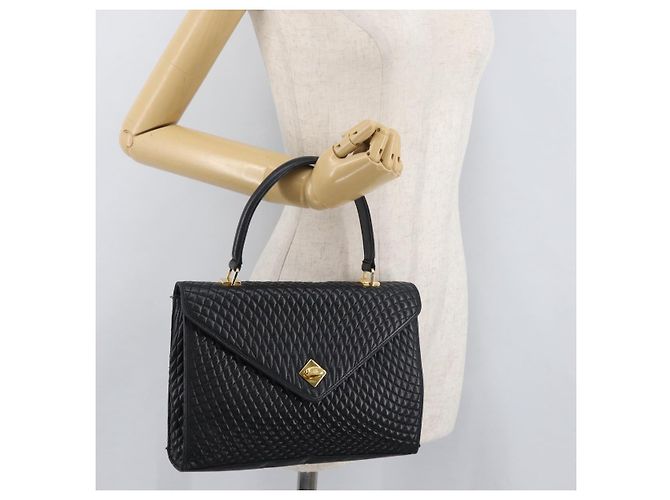 BALLY Borsa a Mano Trapuntata in Pelle Nera e Oro Auth BA12212A Nero D'oro - vista 23