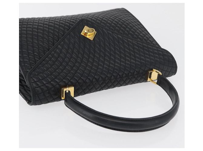 BALLY Borsa a Mano Trapuntata in Pelle Nera e Oro Auth BA12212A Nero D'oro - vista 6