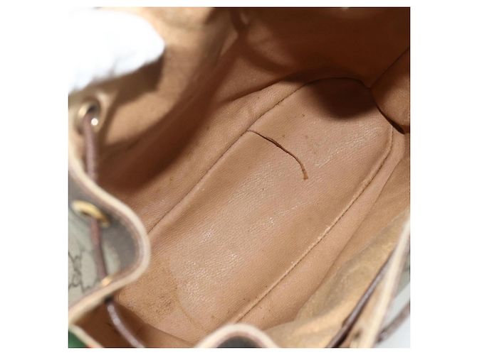 Borsa a Spalla Gucci GG Supreme Web Sherry Line PVC Beige Oro Auth ka4065 D'oro - vista 15