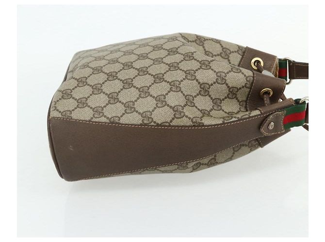 Borsa a Spalla Gucci GG Supreme Web Sherry Line PVC Beige Oro Auth ka4065 D'oro - vista 5