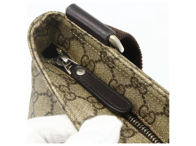 Gucci Borsa a Spalla GG Supreme PVC Beige Oro 201446 Auth ka4112 D'oro - vista 15