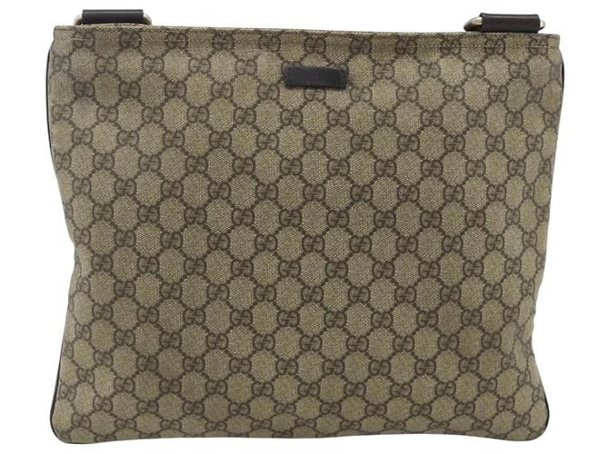 Gucci Borsa a Spalla GG Supreme PVC Beige Oro 201446 Auth ka4112 D'oro - vista 2