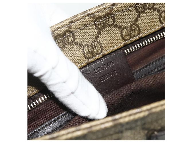Gucci Borsa a Spalla GG Supreme PVC Beige Oro 201446 Auth ka4112 D'oro - vista 21