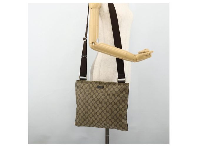 Gucci Borsa a Spalla GG Supreme PVC Beige Oro 201446 Auth ka4112 D'oro - vista 22