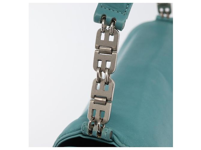 BALLY Borsa a mano in pelle blu turchese argento Auth BA12211A - vista 14