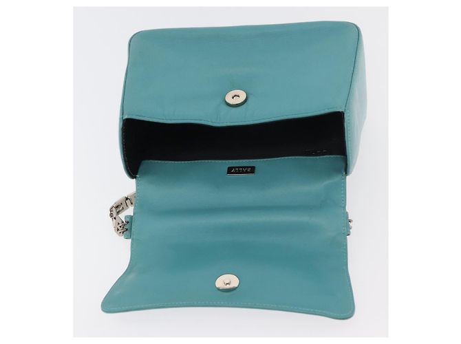 BALLY Borsa a mano in pelle blu turchese argento Auth BA12211A - vista 15