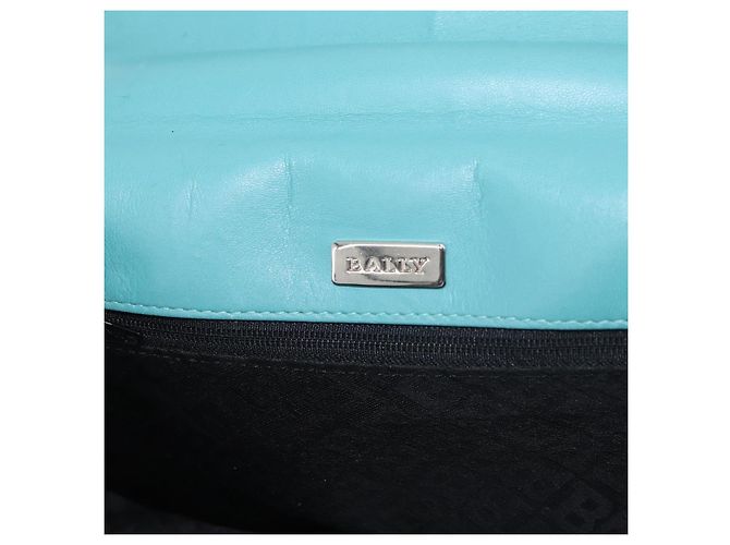 BALLY Borsa a mano in pelle blu turchese argento Auth BA12211A - vista 16
