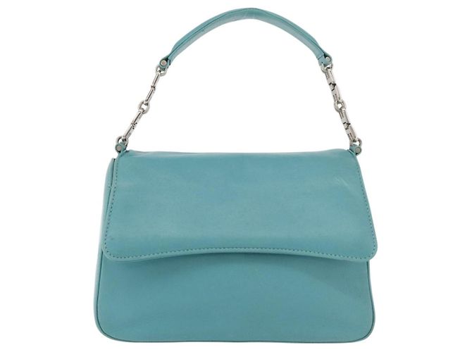 BALLY Borsa a mano in pelle blu turchese argento Auth BA12211A - vista 2