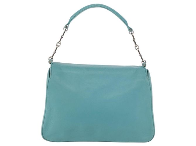 BALLY Borsa a mano in pelle blu turchese argento Auth BA12211A - vista 3