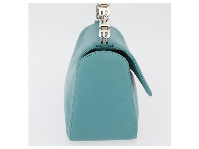 BALLY Borsa a mano in pelle blu turchese argento Auth BA12211A - vista 5