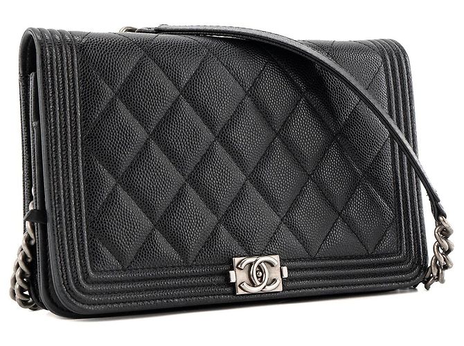 CHANEL - Borsa a tracolla Wallet on Chain Boy Chanel in pelle caviar nera Nero - vista 2
