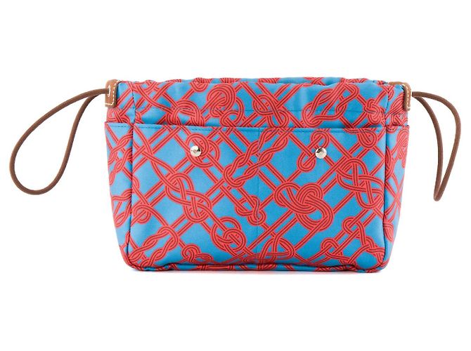 HERMÈS - Organizzatore per borsa Fourbi Hermès in seta arancione e blu - vista 2