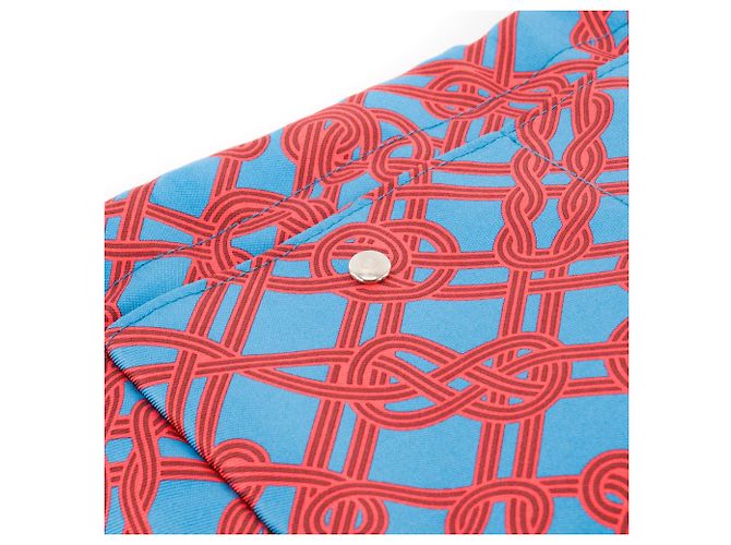 HERMÈS - Organizzatore per borsa Fourbi Hermès in seta arancione e blu - vista 4