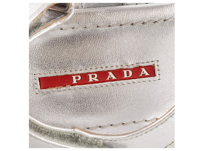PRADA - Sandali Prada in pelle argentata (T35) Argento - vista 4