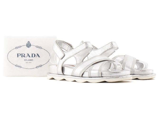 PRADA - Sandali Prada in pelle argentata (T35) Argento - vista 7