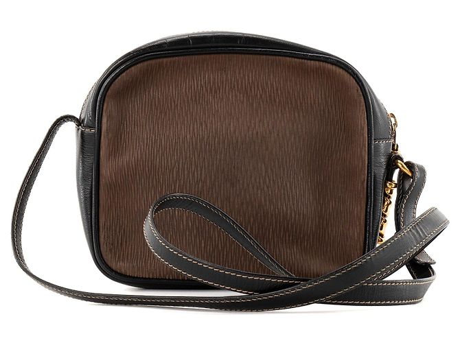 LOEWE - Loewe Umhängetasche aus gewelltem braunem Leder und glattem schwarzem Vintage-Leder - Ansicht 3