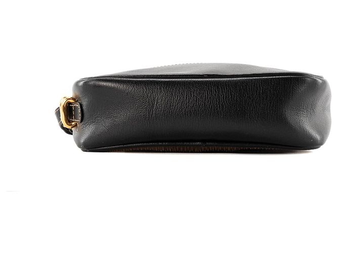 LOEWE - Loewe Umhängetasche aus gewelltem braunem Leder und glattem schwarzem Vintage-Leder - Ansicht 4
