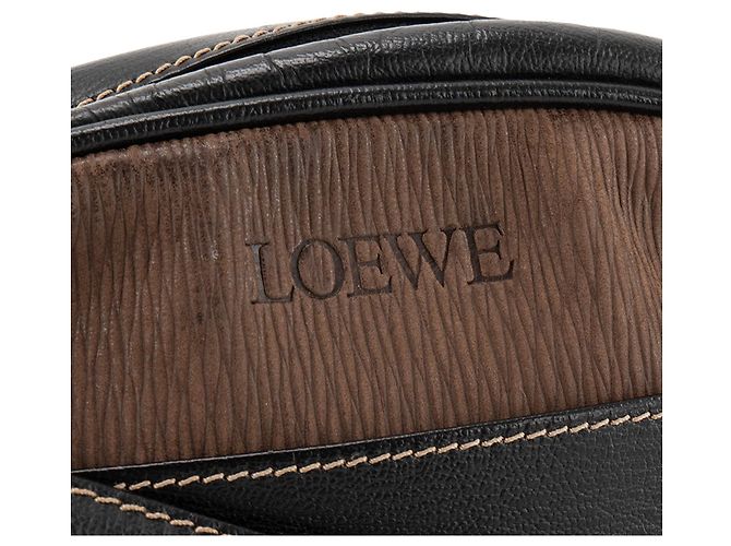 LOEWE - Loewe Umhängetasche aus gewelltem braunem Leder und glattem schwarzem Vintage-Leder - Ansicht 5