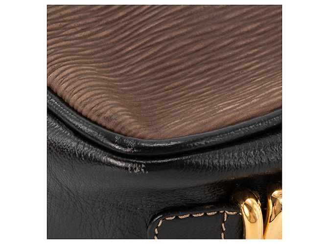 LOEWE - Loewe Umhängetasche aus gewelltem braunem Leder und glattem schwarzem Vintage-Leder - Ansicht 6