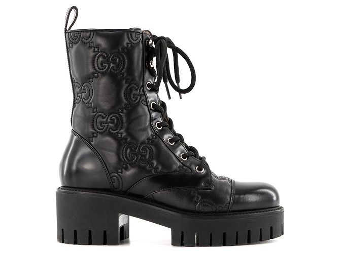 GUCCI - Stivaletti GG Gucci in pelle nera (T37) Nero - vista 2
