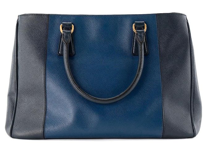 PRADA - Borsa a Spalla Galleria in Pelle Blu Grana - vista 3
