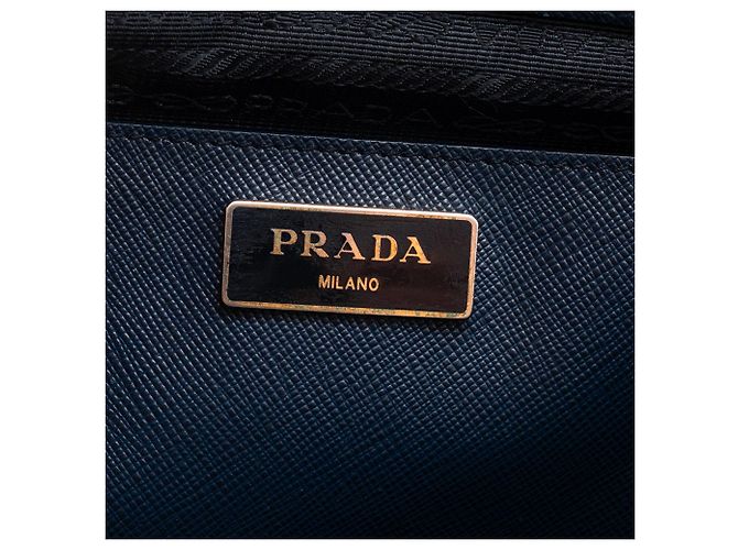 PRADA - Borsa a Spalla Galleria in Pelle Blu Grana - vista 6