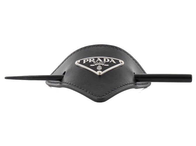 PRADA - Haarspange Prada aus schwarzem Leder - Ansicht 2