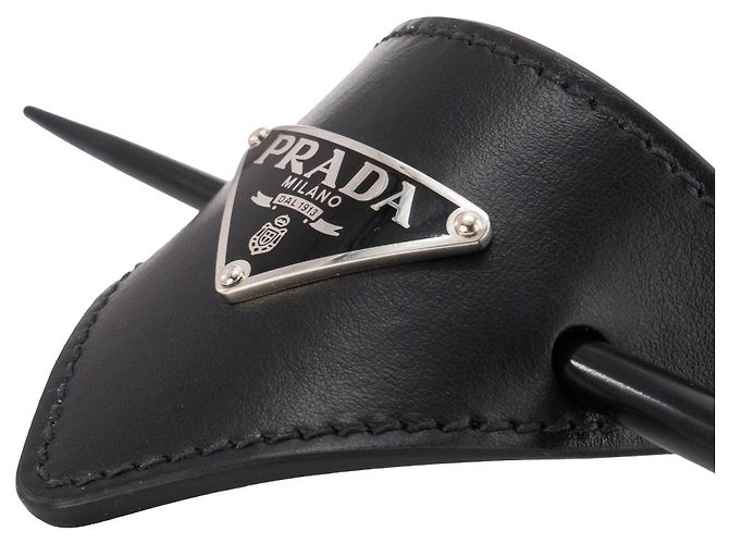 PRADA - Haarspange Prada aus schwarzem Leder - Ansicht 3