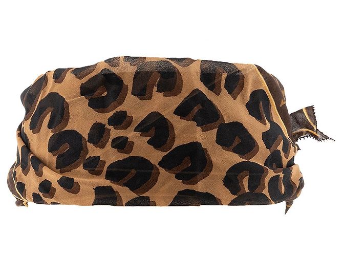 LOUIS VUITTON - Sciarpa Leopardo Louis Vuitton in Chiffon di Seta Marrone - vista 2