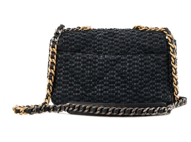 CHANEL - Borsa a Spalla Chanel 19 in Rafia e Tweed Blu Marino e Nero Blu navy - vista 3