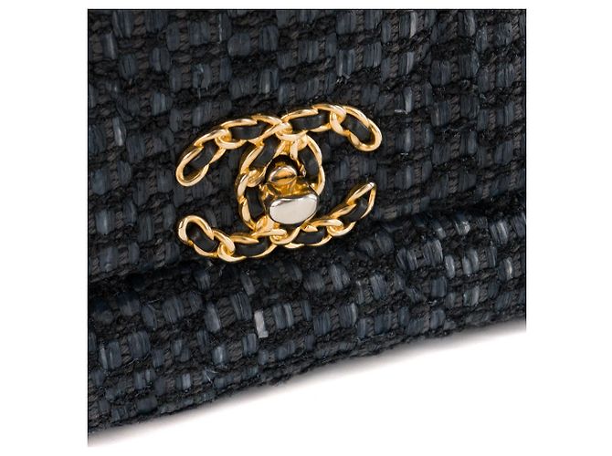 CHANEL - Borsa a Spalla Chanel 19 in Rafia e Tweed Blu Marino e Nero Blu navy - vista 5