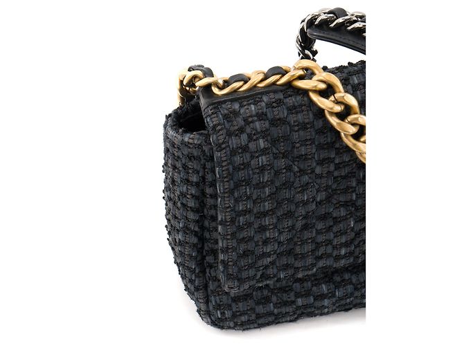 CHANEL - Borsa a Spalla Chanel 19 in Rafia e Tweed Blu Marino e Nero Blu navy - vista 6